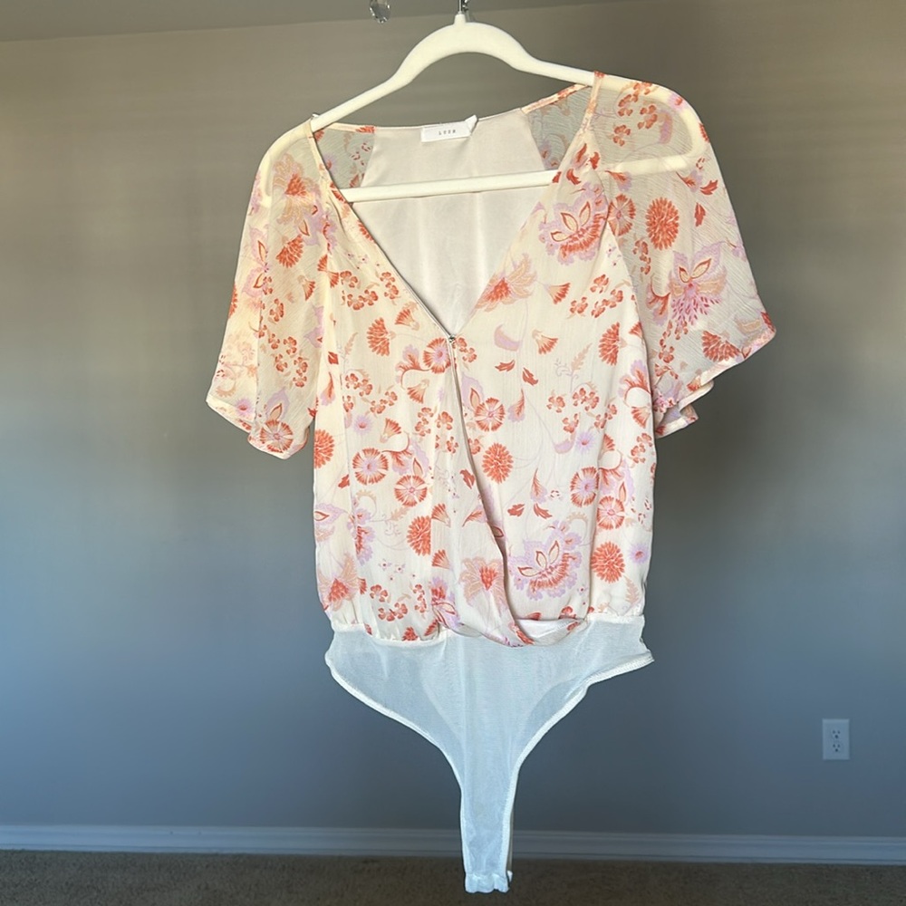 LUSH floral chiffon bodysuit